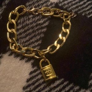 Chanel lock charm on link unbranded bracelet